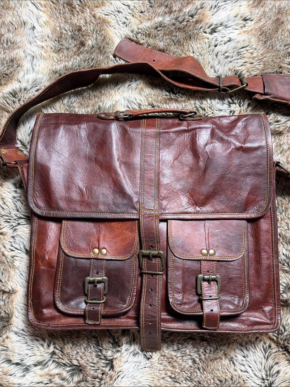 Genuine Leather Messenger Bag Laptop Briefcase Satchel